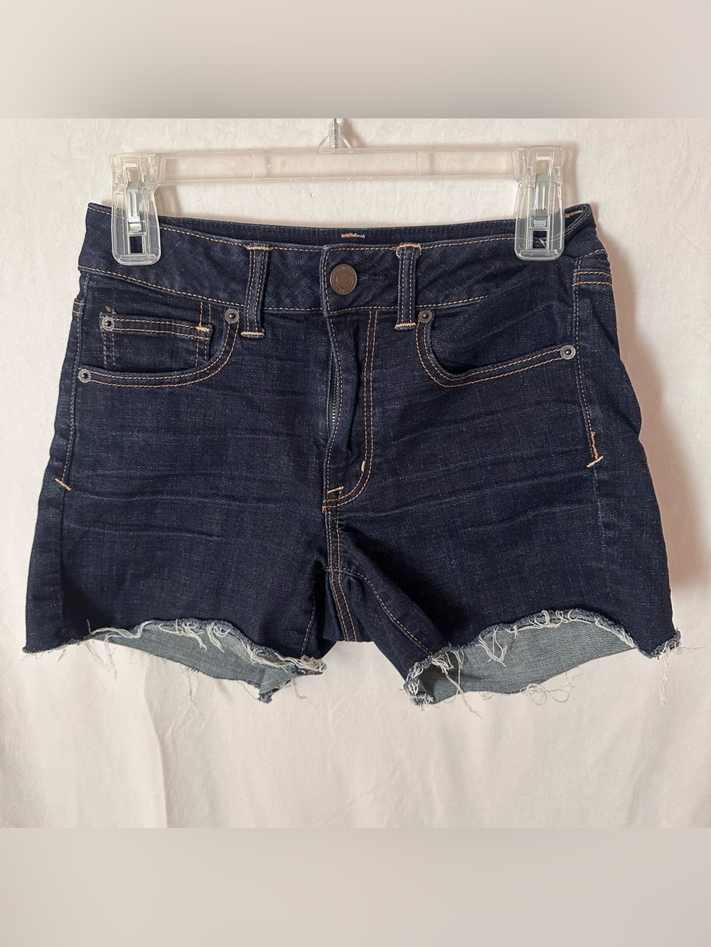 Vintage Denim Cutoff Shorts Y2K Dark Blue Super Stretch Summer mini shorts 6